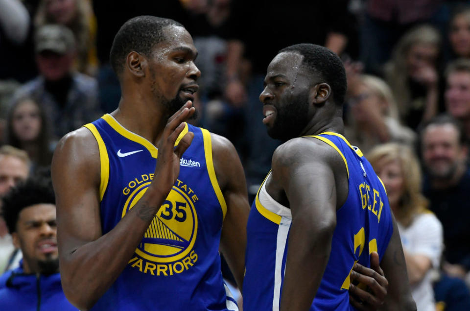 Golden State Warriors teammates Kevin Durant and Draymond Green don’t always agree on everything. (Getty Images)