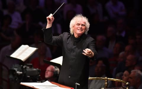 Sir Simon Rattle conducts the massed forces of the CBSO Chorus, the London Symphony Chorus, Orfeó Català and the London Symphony Orchestra, in Schoenberg’s Gurrelieder at the BBC Proms   