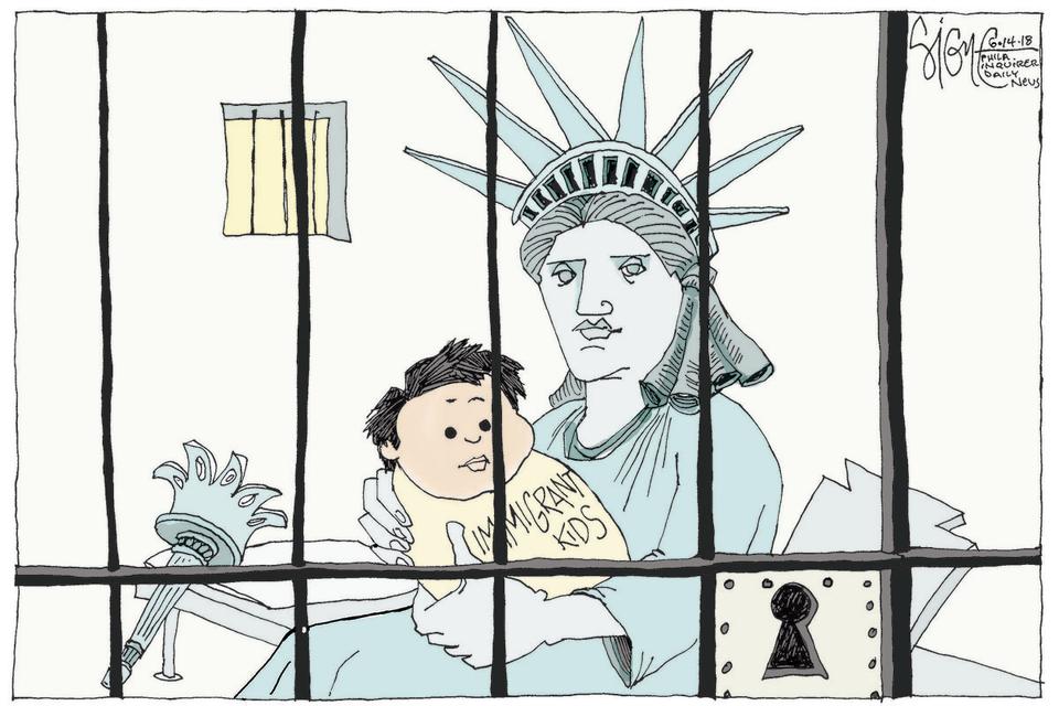 <span class="icon icon--xs icon__camera">  </span> <span class="credit font--s-m upper black"> <b>Signe Wilkinson</b> </span> <div class="caption space-half--right font--s-m gray--med db"> Liberty in Lockup </div>