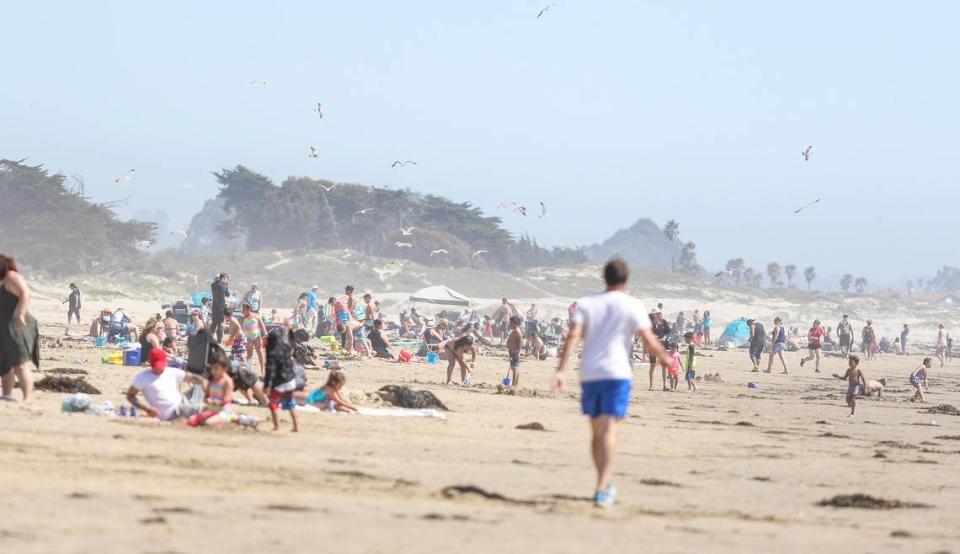 Hot weather drew big crowds to Pismo Beach on Saturday, despite the county’s stay-at-home order.