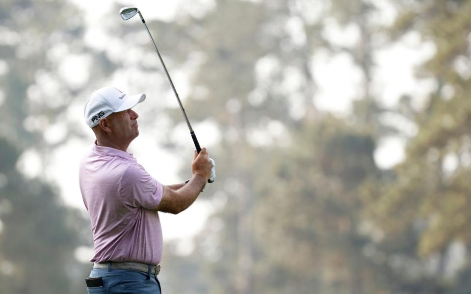 Stewart Cink of the United States plays his shot from the fourth tee during the first round of the Masters at Augusta National Golf Club on April 08, 2021 in Augusta, Georgia - Getty Images North America /Jared C. Tilton 