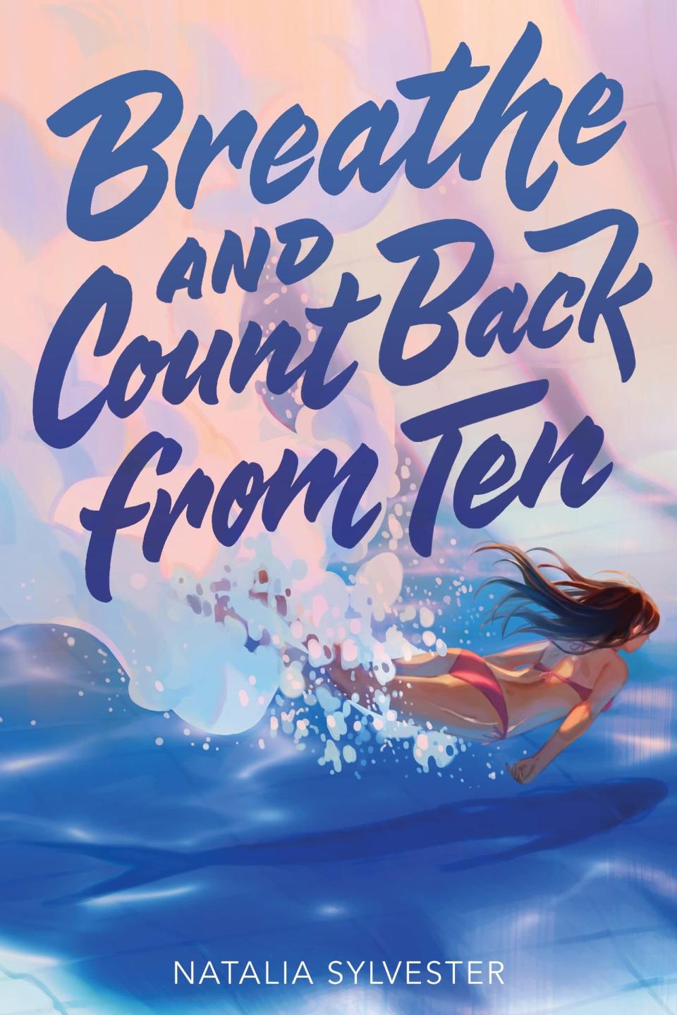 "Breathe and Count Back from Ten" cover illustration showing a woman swimming