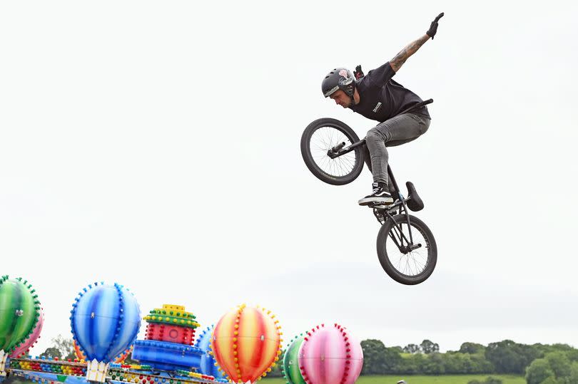 A BMX rider performing a stunt