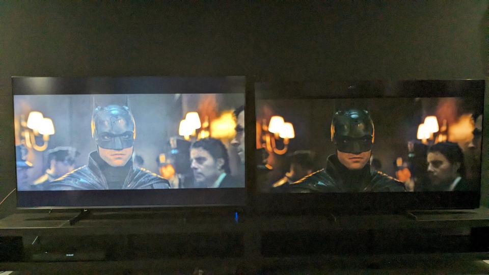 Sony X95L and Hisense U6N displaying the batman