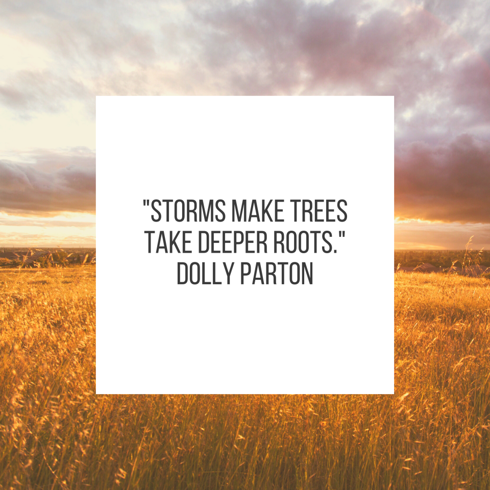 "Storms make trees take deeper roots." Dolly Parton