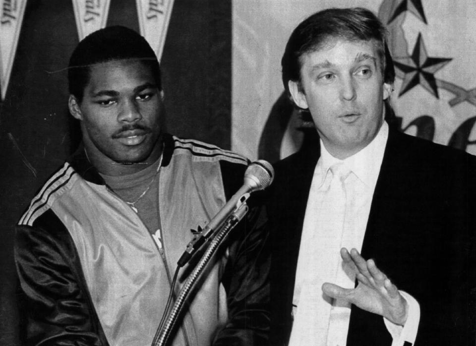 Donald Trump and Herschel Walker during the brief glory days of the USFL. (Getty Images)