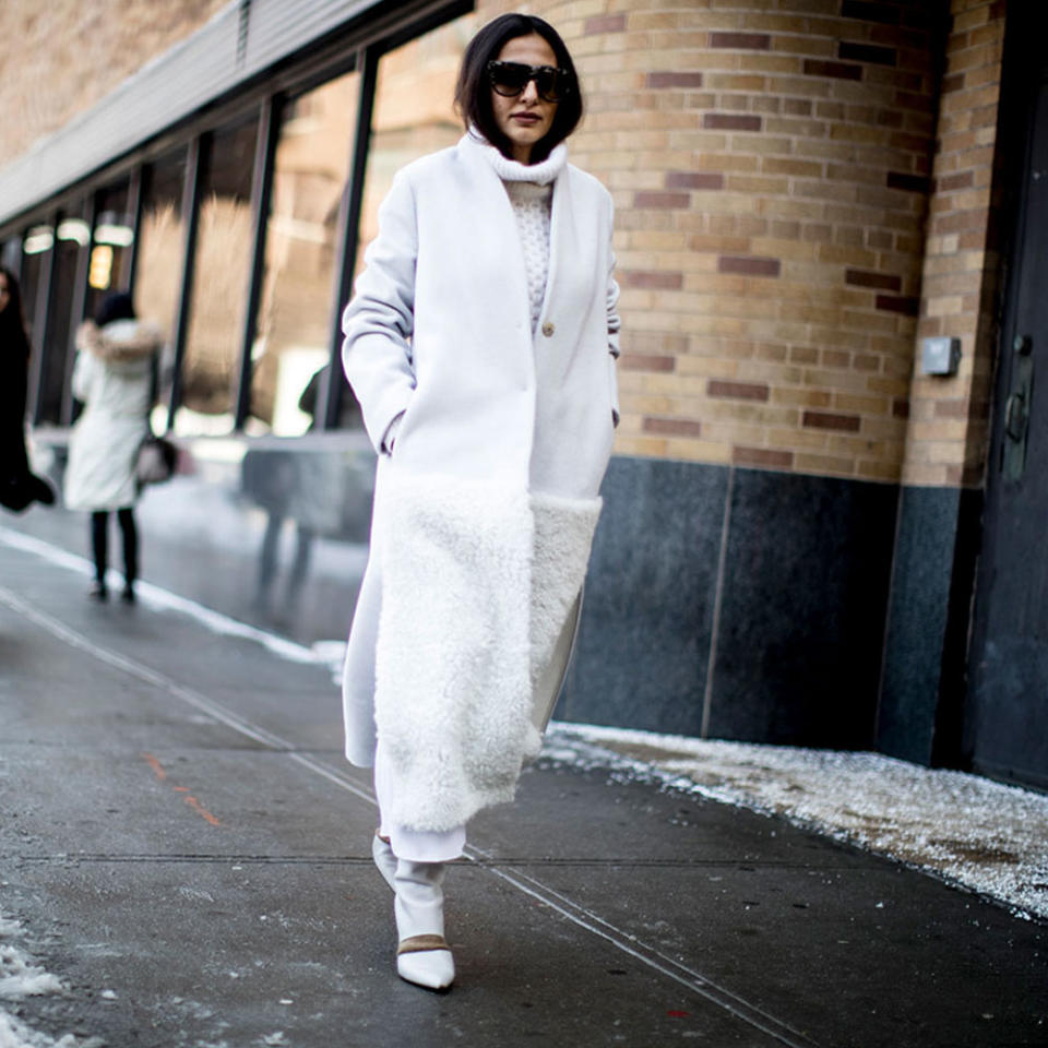 White Wool And Shearling Coat