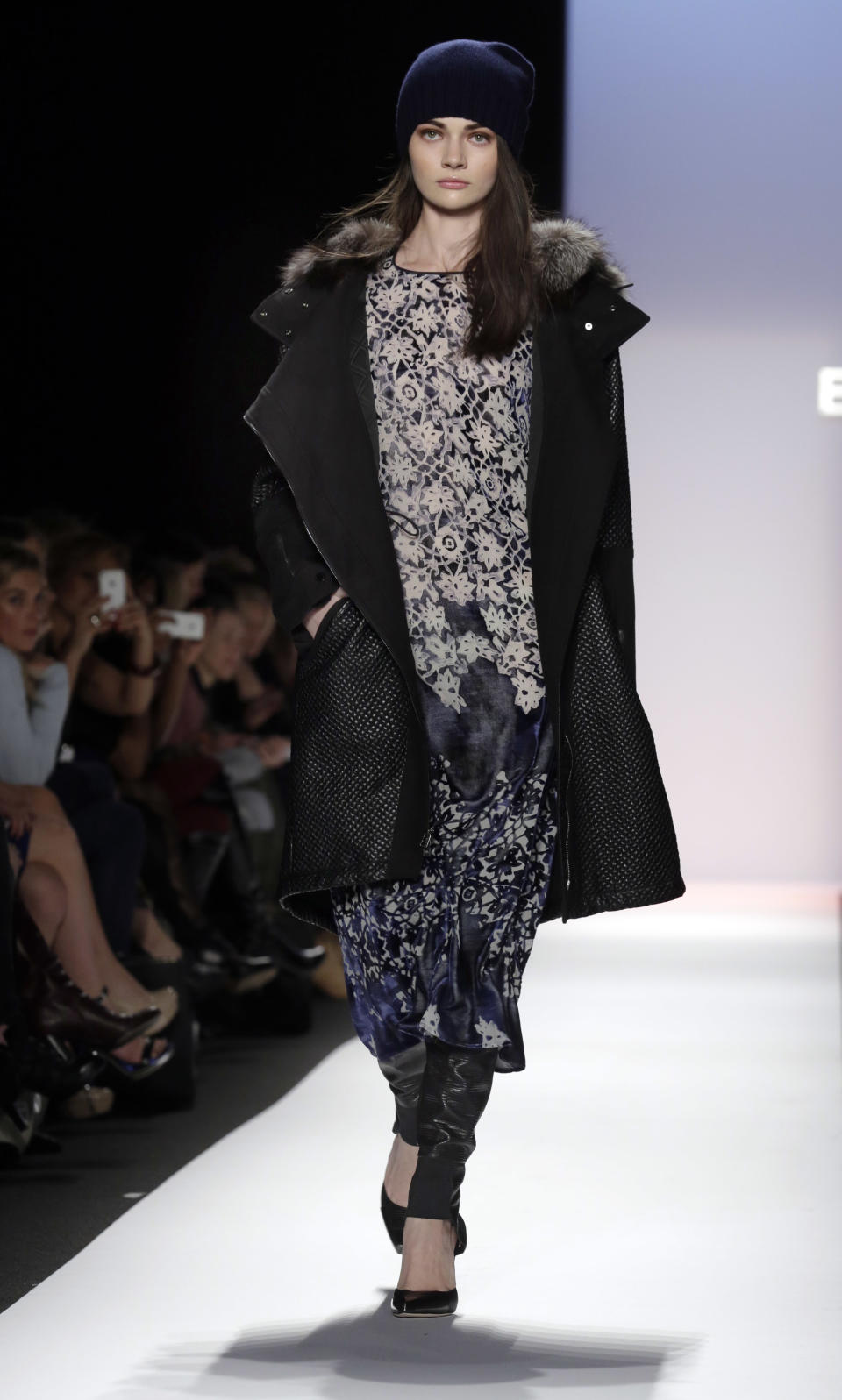 The BCBG Max Azria Fall 2013 collection is modeled during Fashion Week in New York on Thursday, Feb. 7, 2013. (AP Photo/Richard Drew)