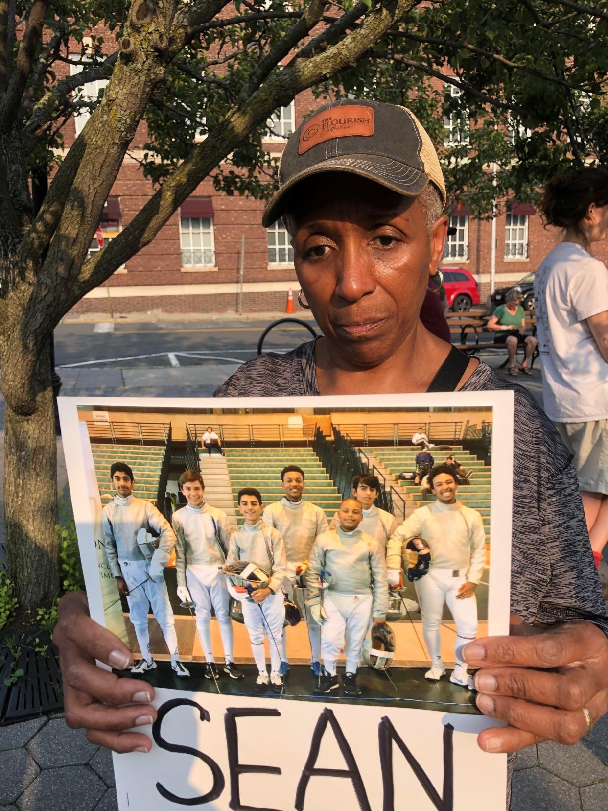 Lynnette Eubanks Marshall of Central Nyack attends a protest in downtown Nyack on Thursday, June 29, 2023, that demands answers in the May 30, 2023 death of Sean Harris, 19.