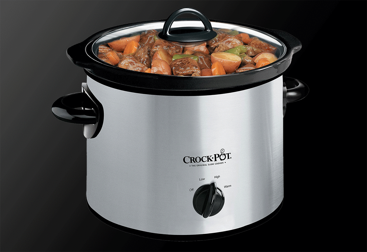 Crock-Pot Small 3 Quart Round Manual Slow Cooker, Stainless Steel and Black  (SCR300-SS)