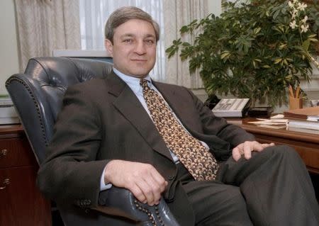 Penn State University President Graham Spanier poses in his office in the Old Main building in State College, Pennsylvania, in this February 26, 1997 file photo. REUTERS/Craig Houtz/File Photo