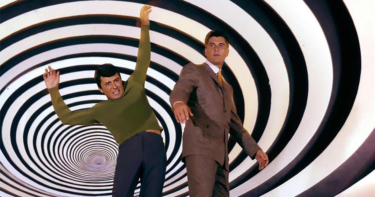 James Darren, left, with Robert Colbert on The Time Tunnel