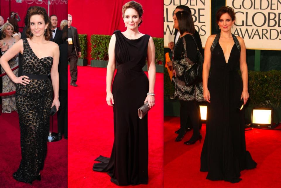Tina Fey's black gowns