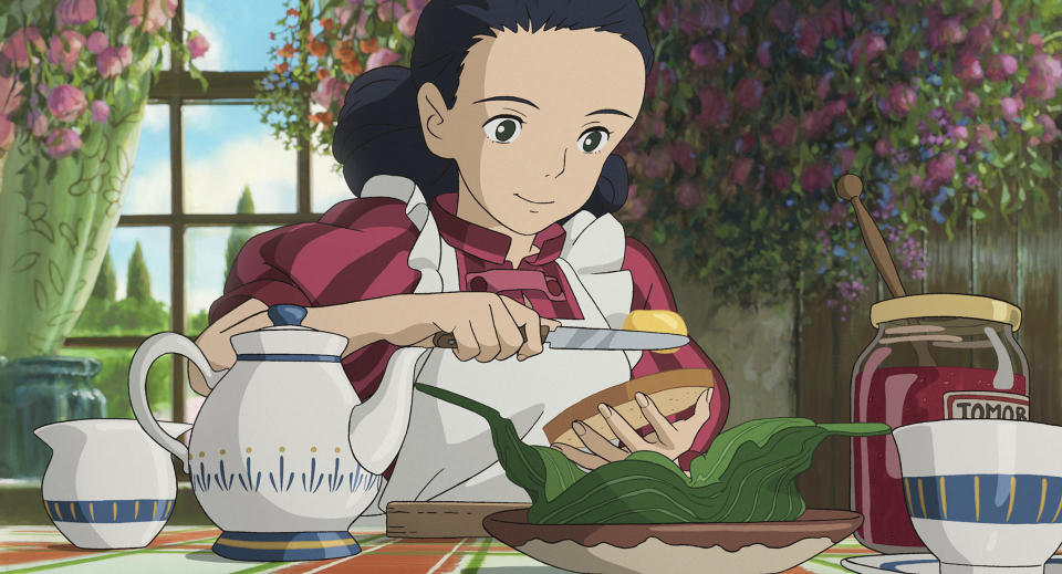 This image released by GKIDS shows Himi, voiced by Karen Fukuhara in English and AIMYON in Japanese, in a scene from Hayao Miyazaki’s “The Boy And The Heron." (Studio Ghibli/GKIDS via AP)