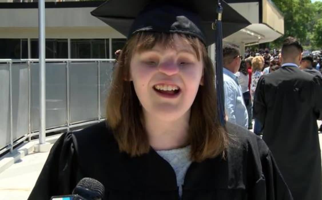 Cassidy Hooper, a young woman born without eyes or a nose, has graduated college. (Photo: WBTV)