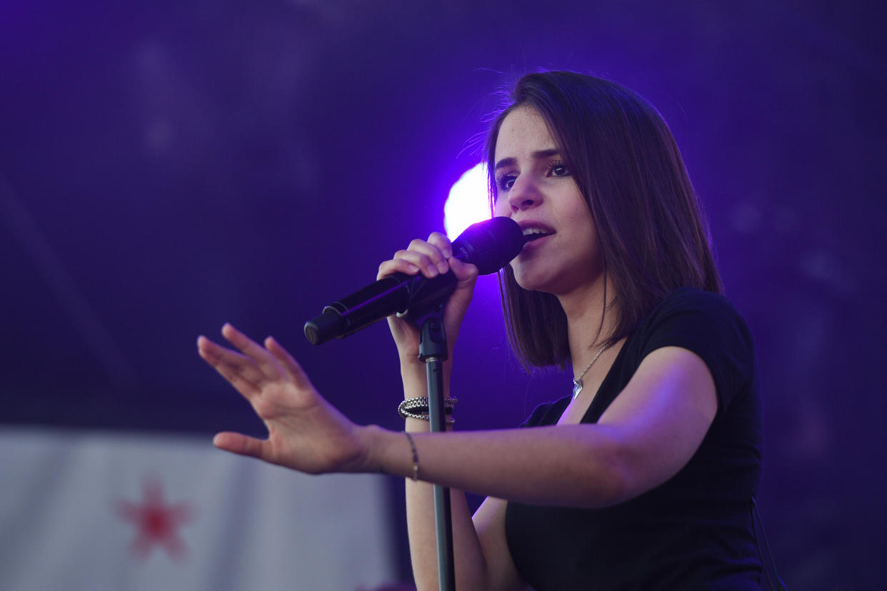 French singer Marina Dalmas known as Marina Kaye performs during the Francofolies Music Festival in La Rochelle on July 13, 2016.  / AFP / XAVIER LEOTY        (Photo credit should read XAVIER LEOTY/AFP via Getty Images)