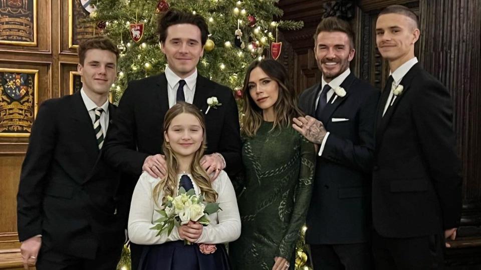 The Beckhams' 2021 Christmas photo was taken at Ted's wedding