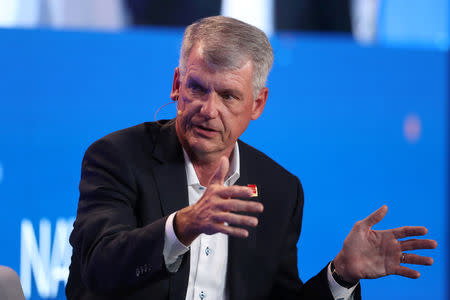 Tim Sloan, CEO and President, Wells Fargo & Co., speaks at the Milken Institute's 21st Global Conference in Beverly Hills, California, U.S. April 30, 2018. REUTERS/Lucy Nicholson