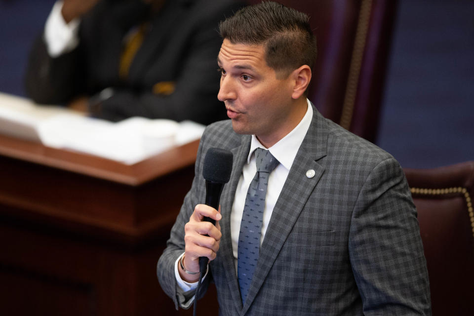 Sen. Danny Burgess speaks during a Senate session Thursday, March 18, 2021.