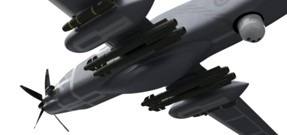 An artist’s concept showing the Aarok carrying the AASM Hammer and Hellfire missiles. <em>Turgis & Gaillard</em>