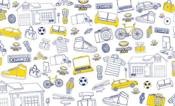 An animated mural showing a number of electronics and household items.