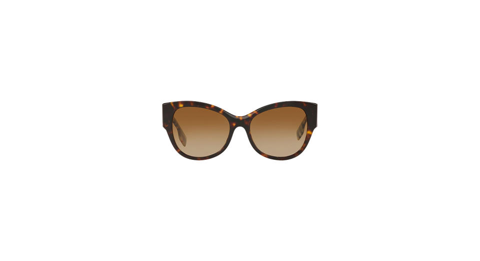 Burberry Check Detail Polarized Gradient Cat Eye Sunglasses