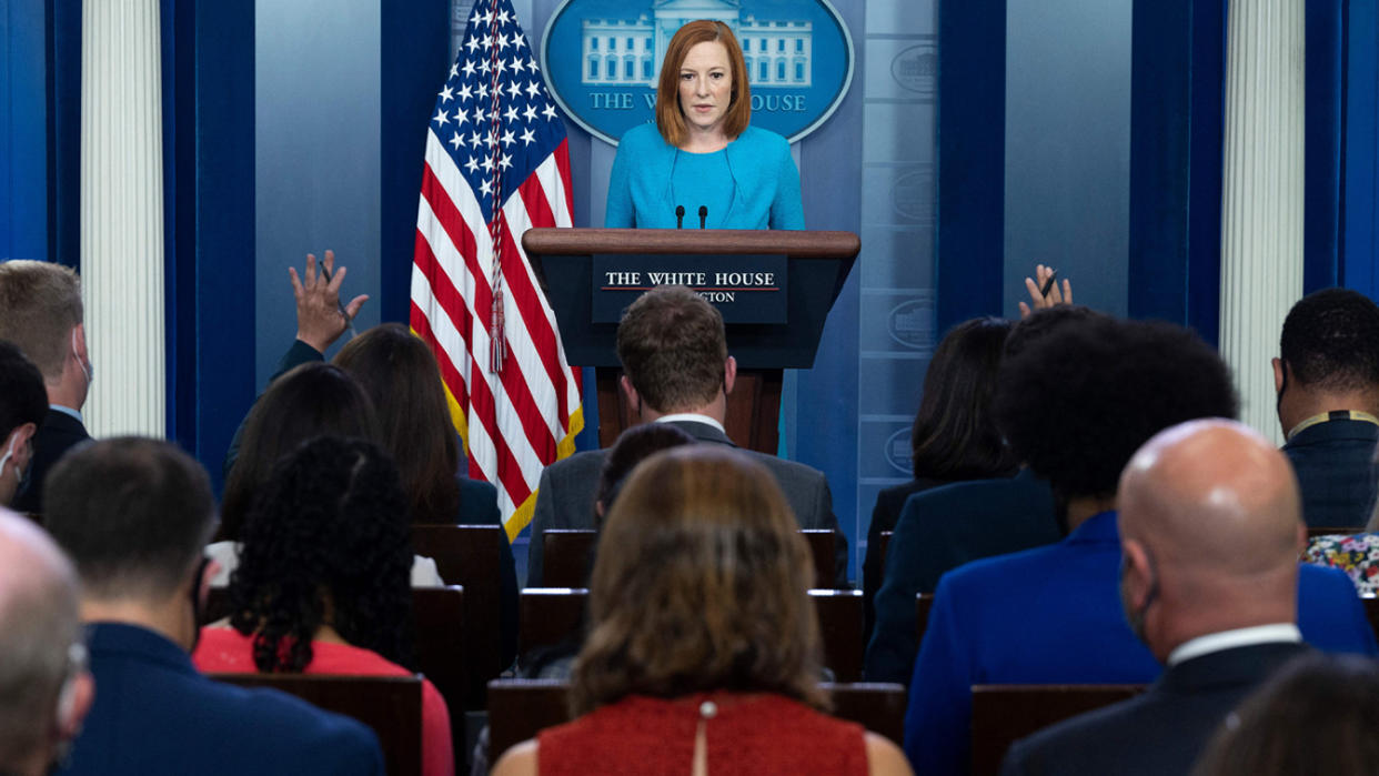 White House Press Secretary Jen Psaki holds a press briefing in the Brady Briefing Room of the White House in Washington, DC on August 3, 2021. (Jim Watson/AFP via Getty Images)