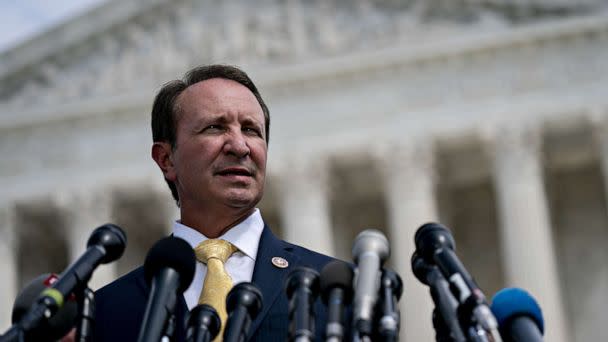 PHOTO: Jeff Landry, Louisiana attorney general, speaks during a news conference outside the U.S. Supreme Court in Washington, DC, Sept. 9, 2019. (Bloomberg via Getty Images, FILE)