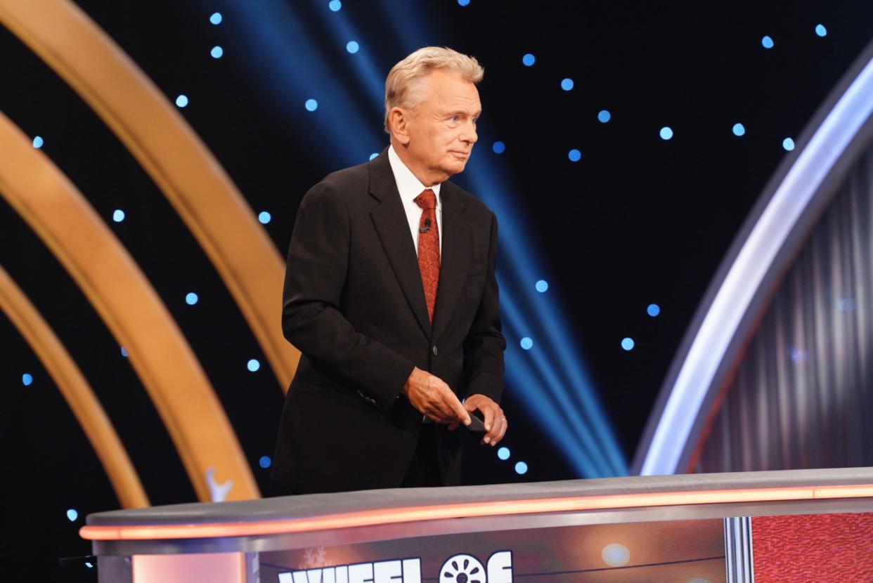 Pat Sajak is pictured on the Dec. 13, 2023, episode of "Celebrity Wheel of Fortune."