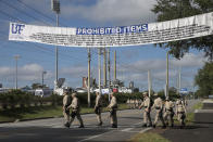 <p>A list of prohibited items are seen in preparation for the Richard Spencer speech at the Phillips Center for the Performing Arts on the University of Florida campus in Gainesville, Fla., Oct. 19, 2017. (Photo: Alex Menendez/REX/Shutterstock) </p>