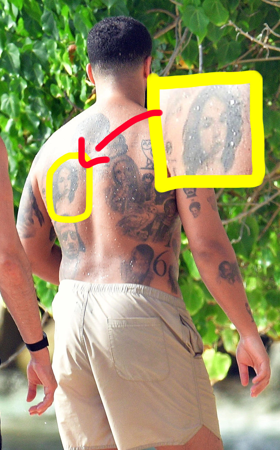 it's part of his large collection of back tattoos