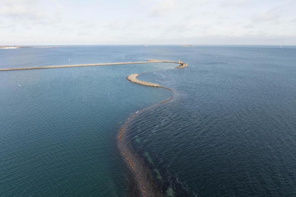 The perimeter of Lynetteholm, a future artificial island, is seen at the entrance to Copenhagen's harbor in January 2023.<span class="copyright">By&Havn</span>
