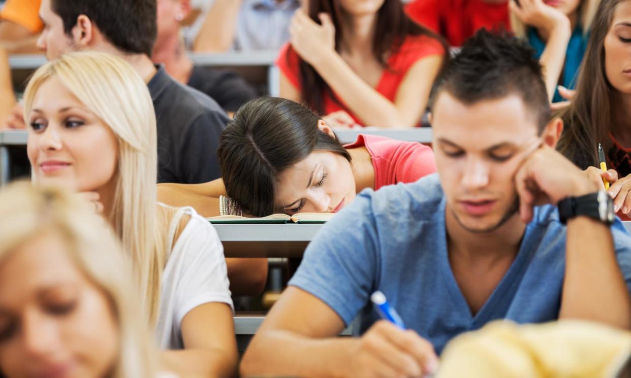 <span>‘It requires almost superhuman planning and fortitude to ensure that working long hours does not encroach on university life.’</span><span>Photograph: Getty</span>