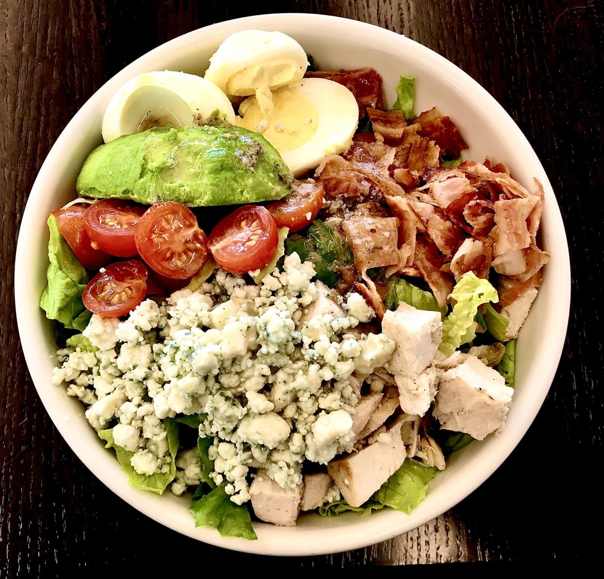 Cobb  salad Blue cheese avocado egg bacon tomato grilled chicken