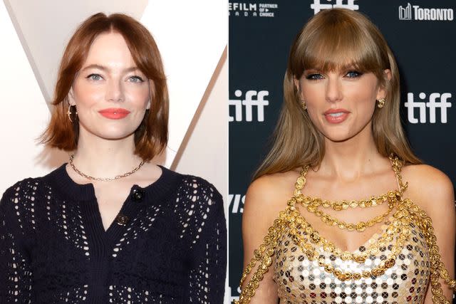 <p>Lorenzo Palizzolo/Getty Images; VALERIE MACON/AFP via Getty Images</p> Emma Stone, Taylor Swift