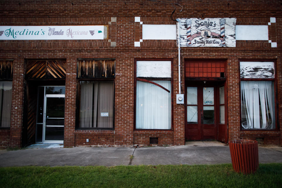 Shuttered storefronts in Glenwood.