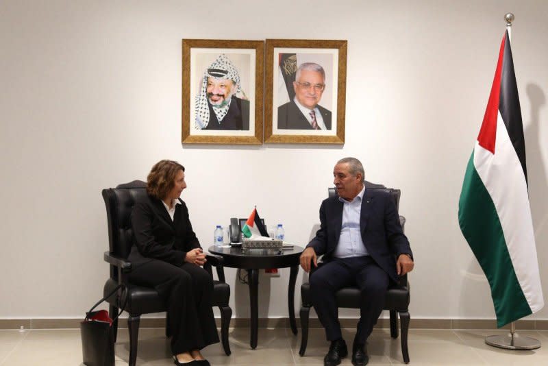 The head of the Palestine Liberation Organization, the internationally recognized government of the state of Palestine, met Sunday with German Ambassador Deike Potzel as Turkish diplomats responded to “slander” from Israel. Photo courtesy of Hussein Al-Sheikh/Twitter