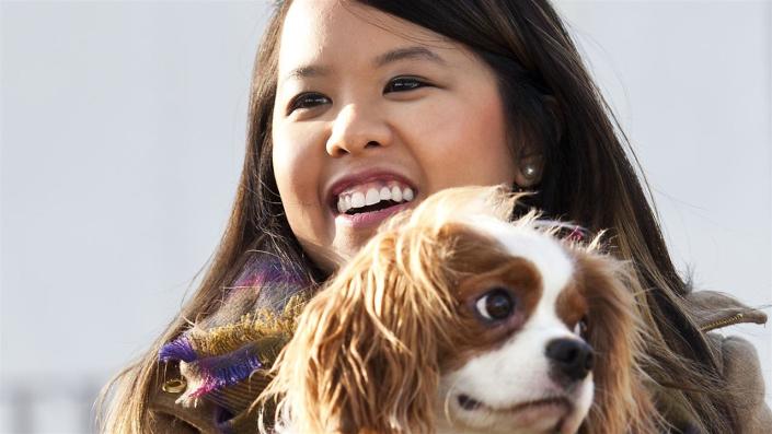 Nina Pham and Bentley reunited on Nov. 1. (AP)