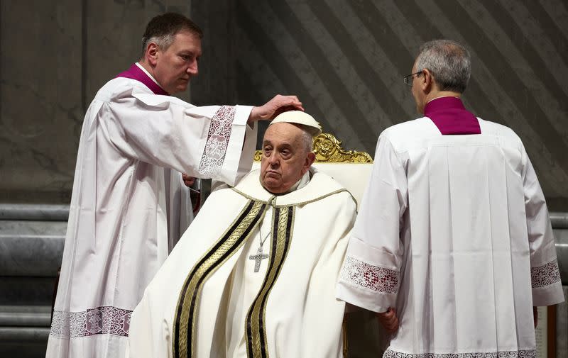 Pope Francis begins four days of Easter events with the Chrism Mass in St. Peter's Basilica at the Vatican