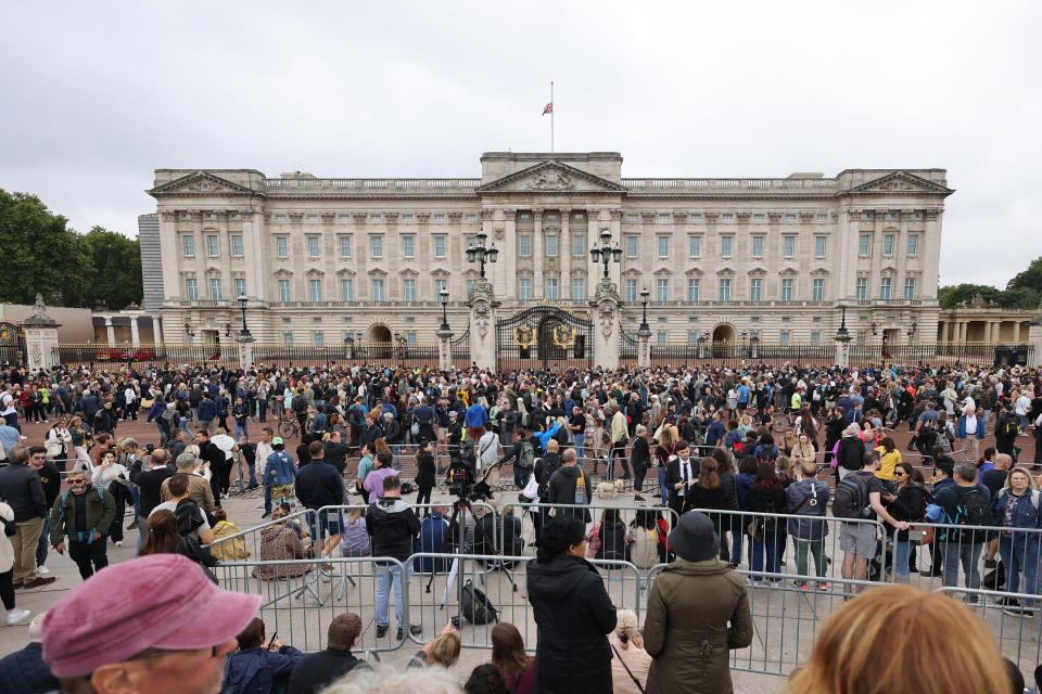 Buckingham Palace with the flag at half mast - Credit: Neil Mockford/Getty Images