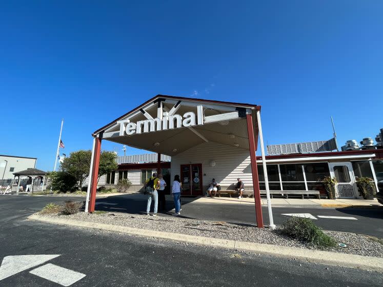 Delaware-Sept. 20, 2022-Delaware Coastal Airport terminal where journalist wait for the possible arrival of a group of immigrants seeking asylum. (Andrea Castillo / Los Angeles Times