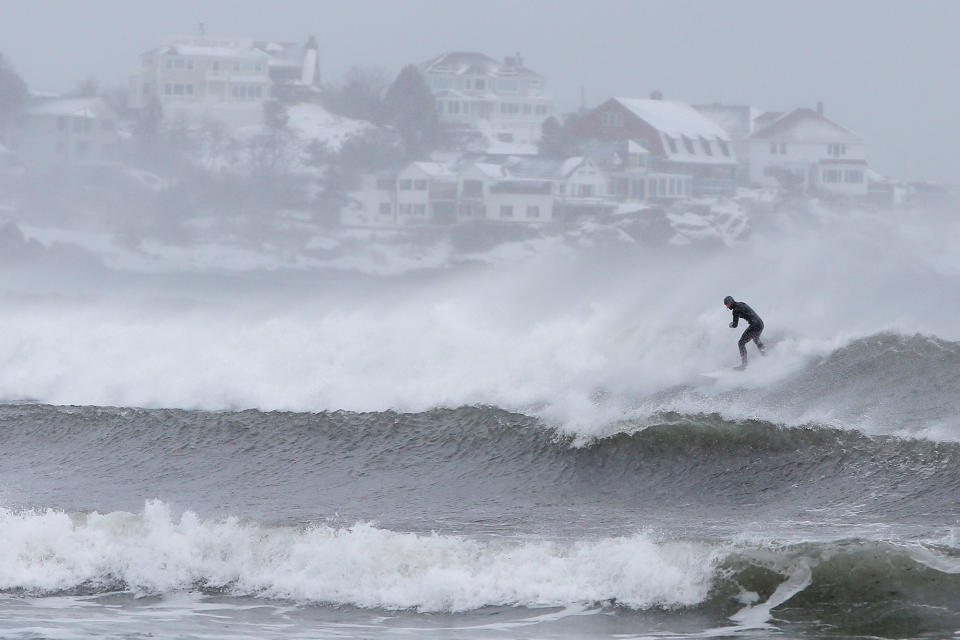 Surfers in Gloucester, Mass.