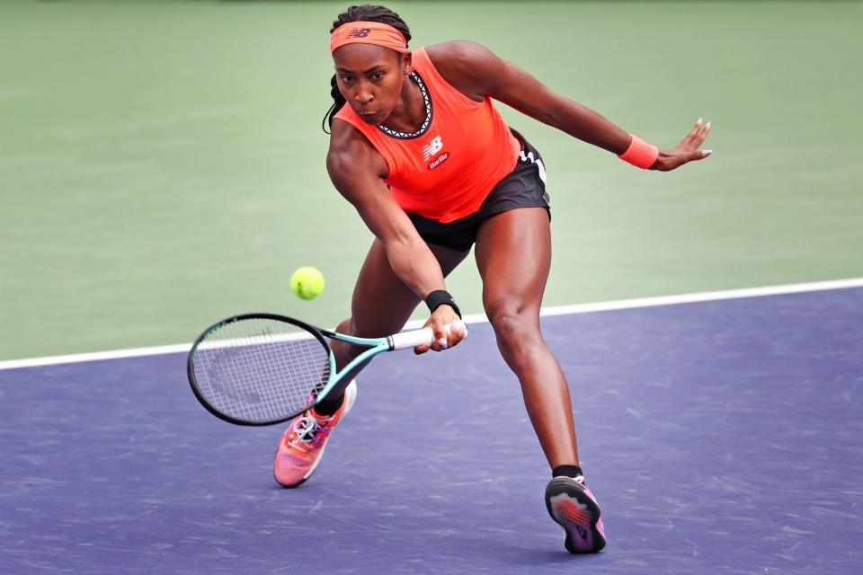 American tennis star Coco Gauff, shown here during the 2023 BNP Paribas Open on Tuesday, March 14, 2023, is expected to return to Indian Wells this year.