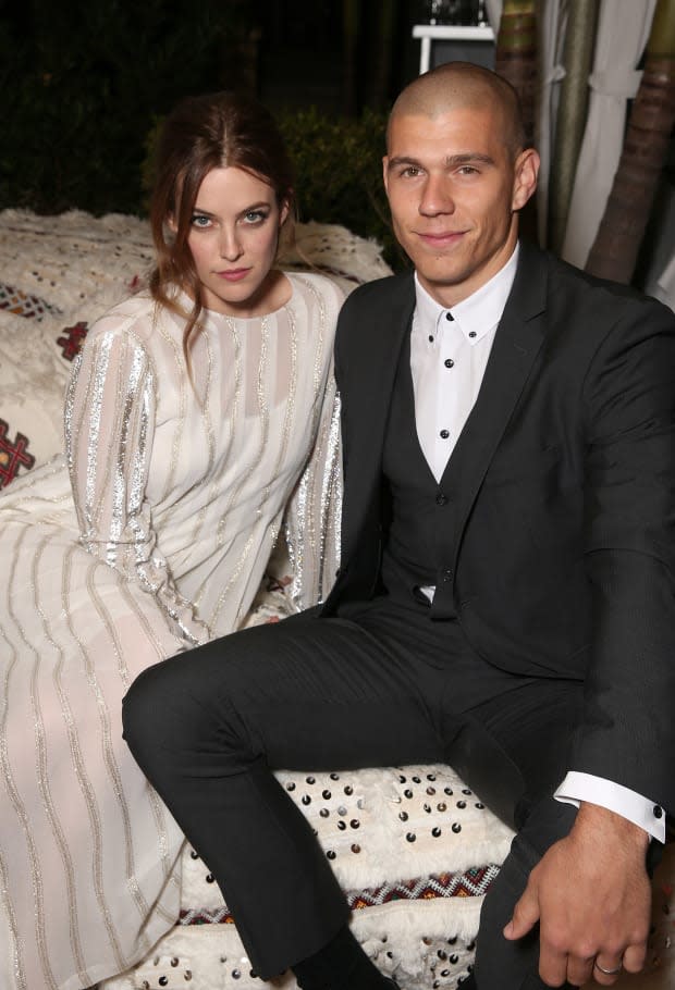 Riley Keough and husband Ben Smith-Petersen attend the <a href="https://www.starz.com/us/en/" rel="nofollow noopener" target="_blank" data-ylk="slk:Starz;elm:context_link;itc:0;sec:content-canvas" class="link ">Starz</a> pre-Golden Globe celebration at Chateau Marmont on Jan. 8, 2016, in Los Angeles.<p><a href="https://www.gettyimages.com/detail/504140770" rel="nofollow noopener" target="_blank" data-ylk="slk:Todd Williamson/Getty Images;elm:context_link;itc:0;sec:content-canvas" class="link ">Todd Williamson/Getty Images</a></p>