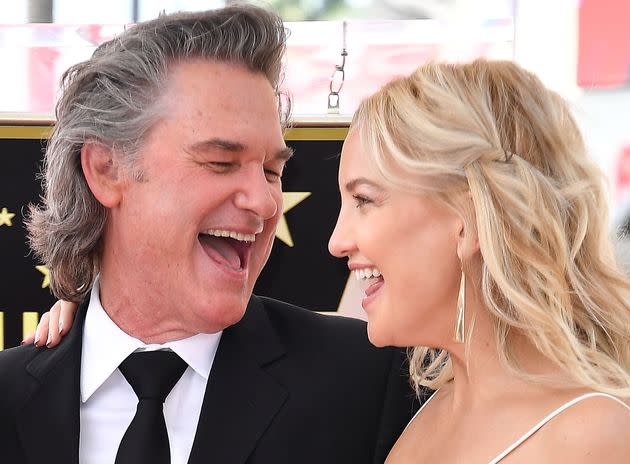 Kate Hudson and Kurt Russell pose together during his Hollywood Walk of Fame ceremony. (Photo: Steve Granitz via Getty Images)