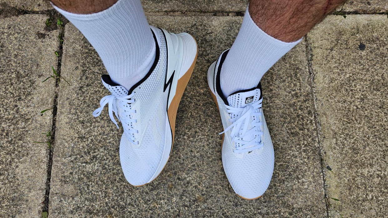  Reebok nano X3 being worn in white 