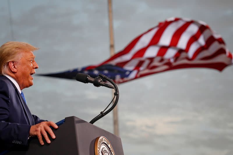 FILE PHOTO: U.S. President Donald Trump speaks during a campaign rally in Jacksonville