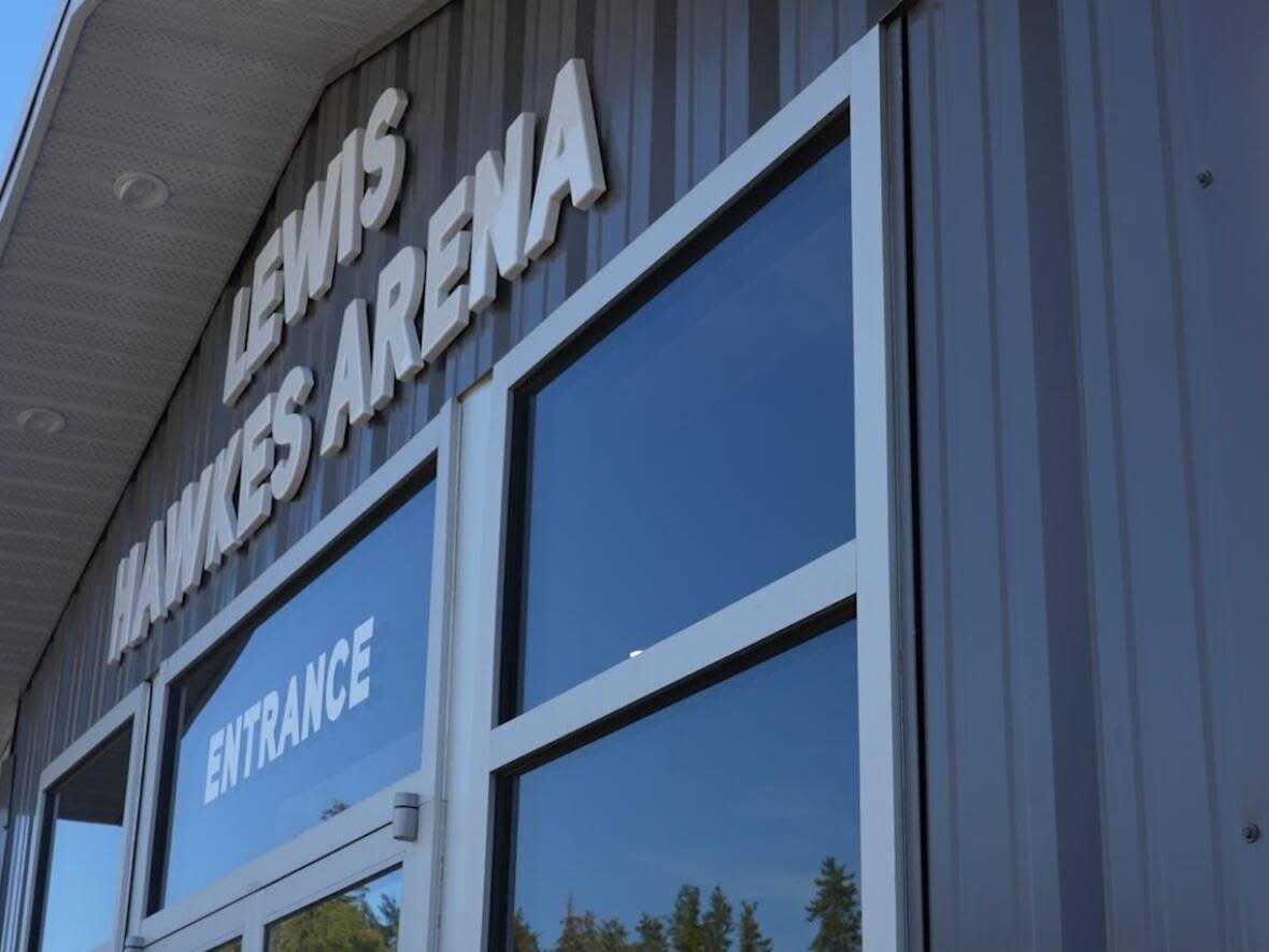 During its $1.1-million renovation, the building was renamed the Lewis Hawkes Arena. Previously, it was known as the Lewis Hawkes Pavilion.  (Luke Ettinger/CBC - image credit)