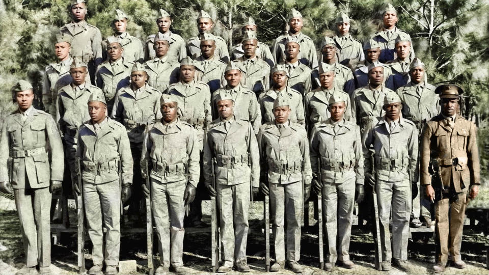 Cosmas Eaglin while serving as a Marine, top right. (Courtesy Eaglin Family)