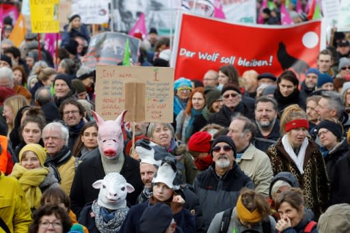 Tens of thousands of protesters turned out in Berlin on Saturday to call for Germany to do more to limit the damaging effects of farming